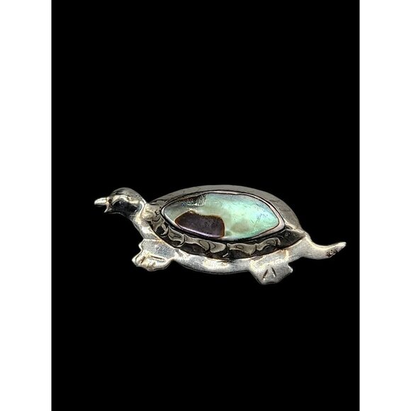 Sterling Silver Abalone Turtle Pin Vintage Mexico CS-G 925 - Picture 1 of 8